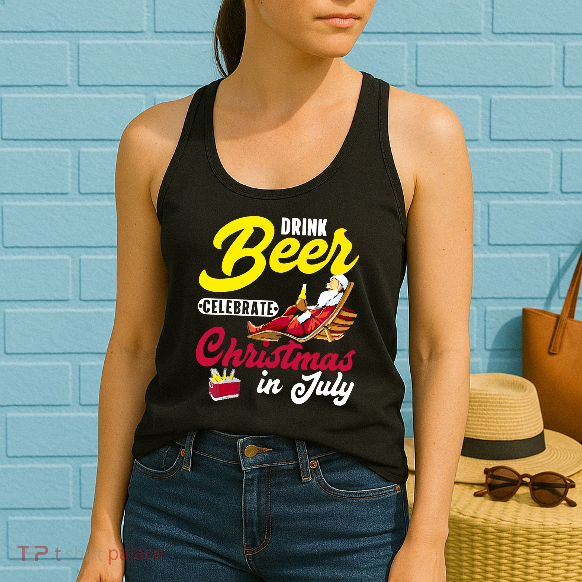Drink Beer Celebrate Christmas In July, Summer Paradise Women's Tank Top