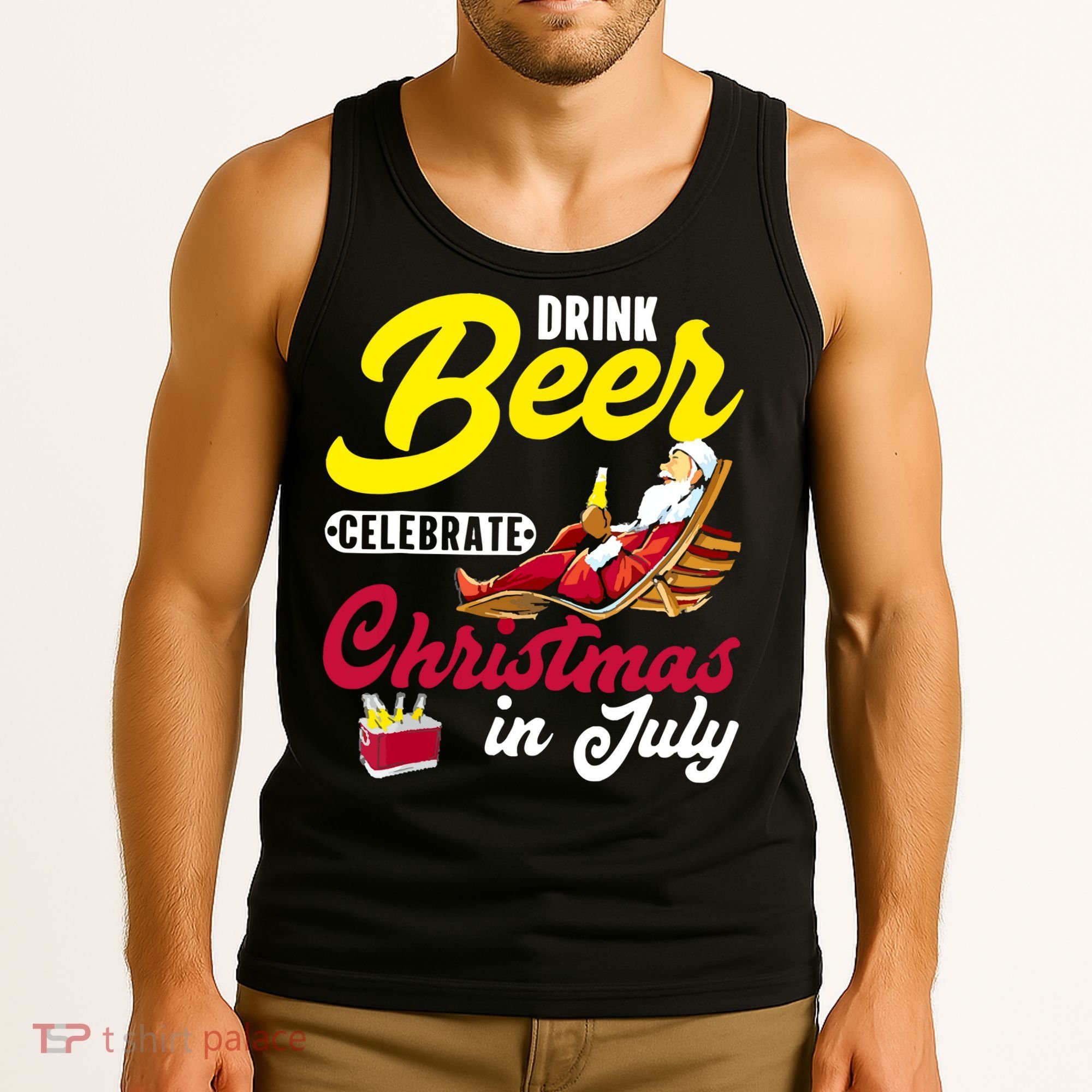Drink Beer Celebrate Christmas In July, Summer Paradise Tank Top