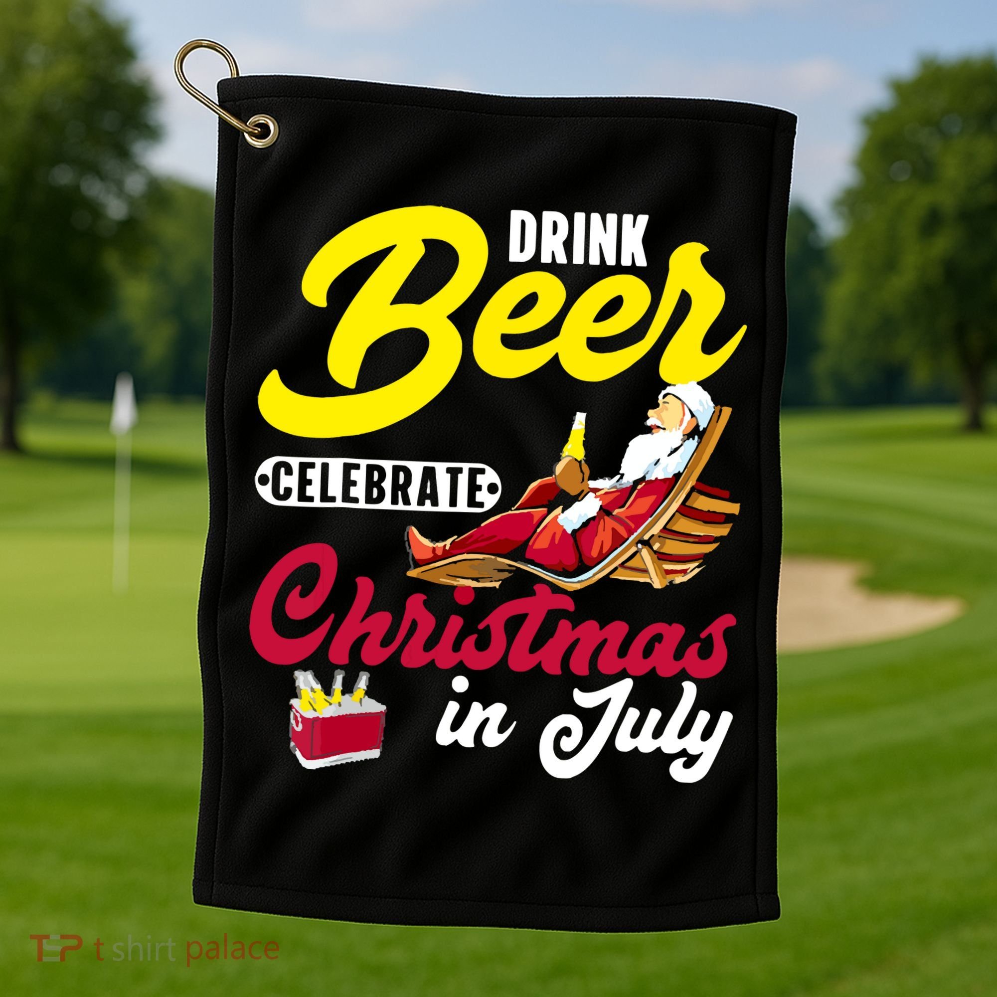 Drink Beer Celebrate Christmas In July, Summer Paradise Golf Towel
