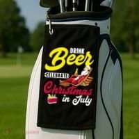 Drink Beer Celebrate Christmas In July, Summer Paradise Golf Towel thumb 2