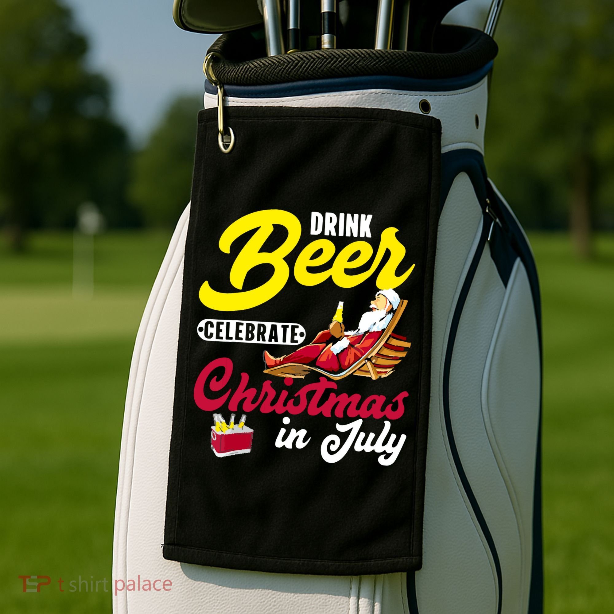 Drink Beer Celebrate Christmas In July, Summer Paradise Golf Towel