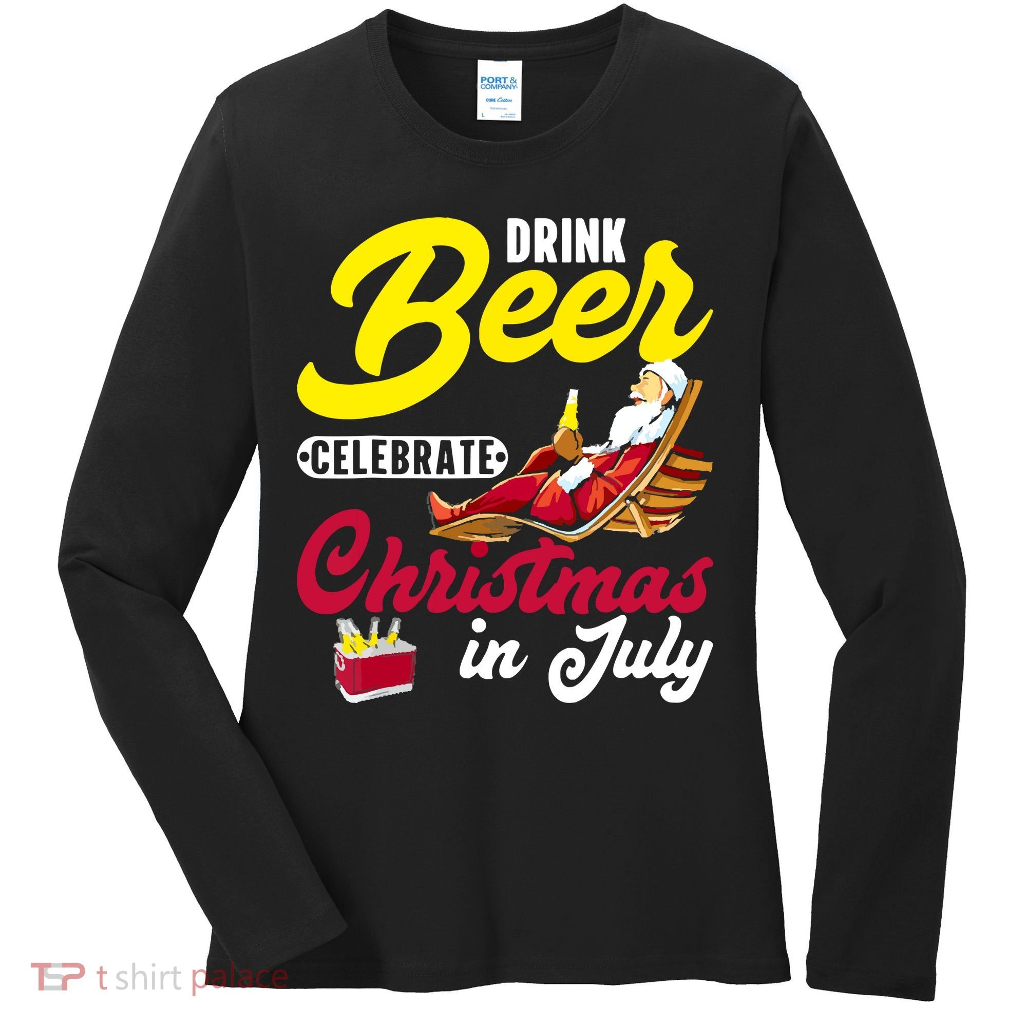 Drink Beer Celebrate Christmas In July, Summer Paradise Women's Long Sleeve Shirt