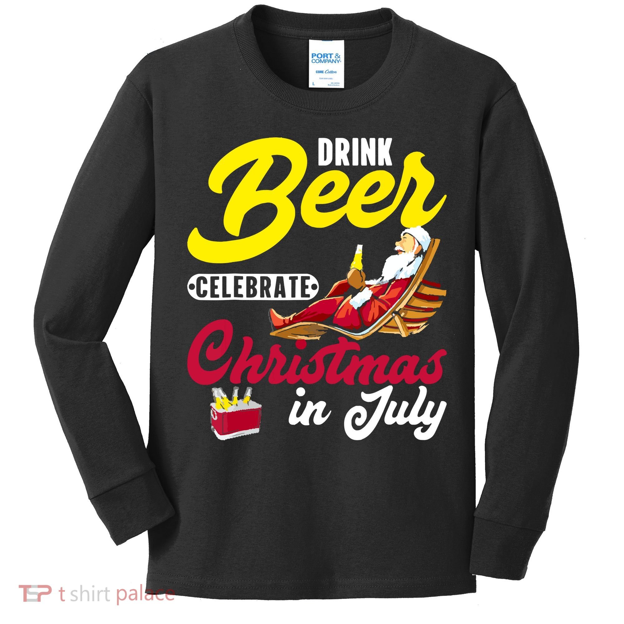 Drink Beer Celebrate Christmas In July, Summer Paradise Kids Long Sleeve Shirt