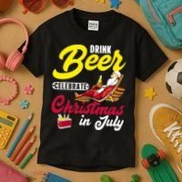 Drink Beer Celebrate Christmas In July, Summer Paradise Kids T-Shirt thumb 3
