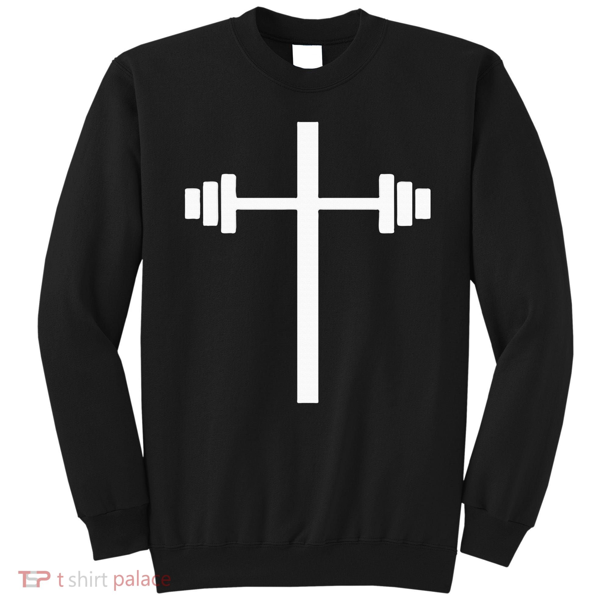 Dumbbell Barbell Cross Christian Gym Workout Lifting Sweatshirt