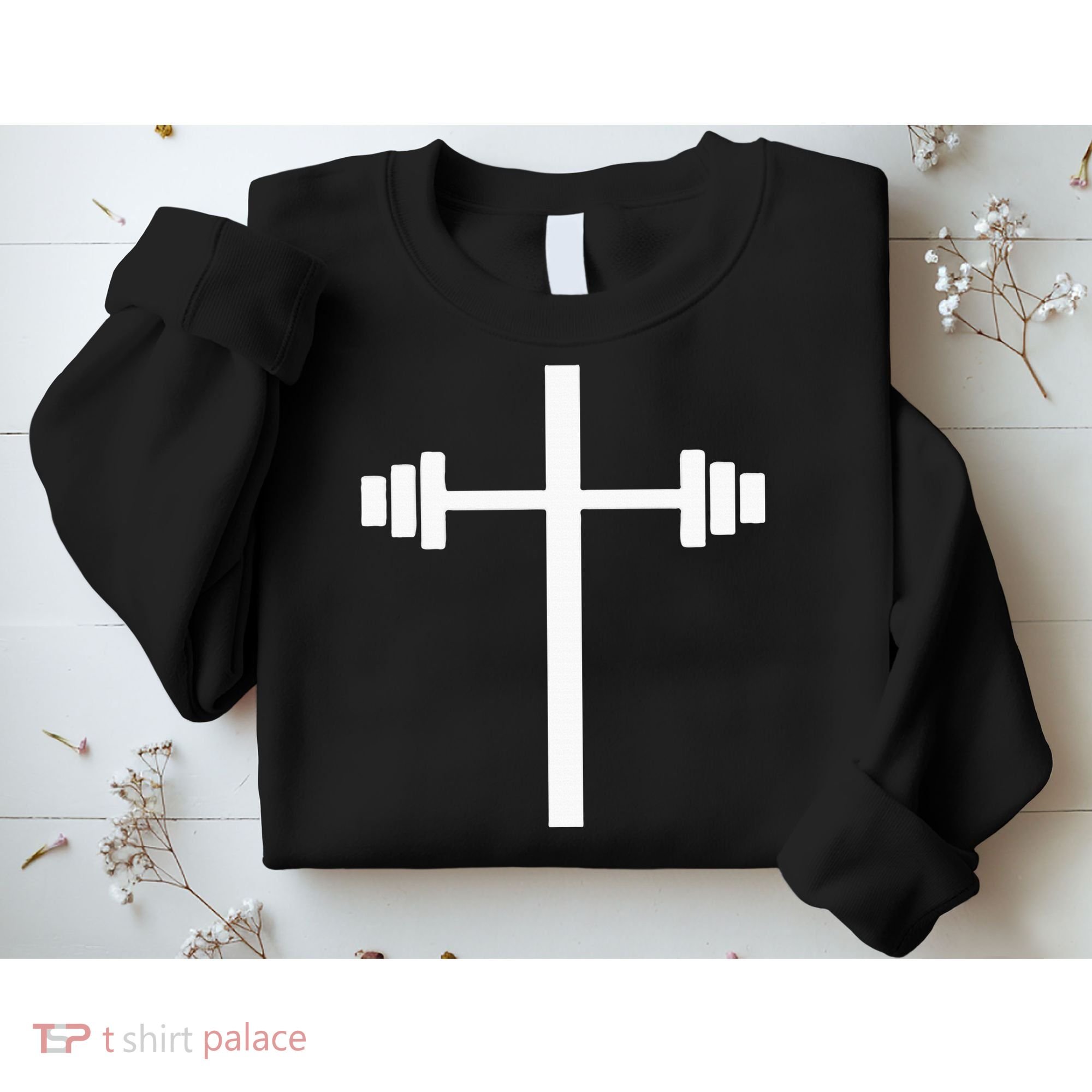 Dumbbell Barbell Cross Christian Gym Workout Lifting Sweatshirt