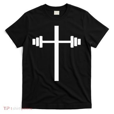 Dumbbell Barbell Cross Christian Gym Workout Lifting T-Shirt
