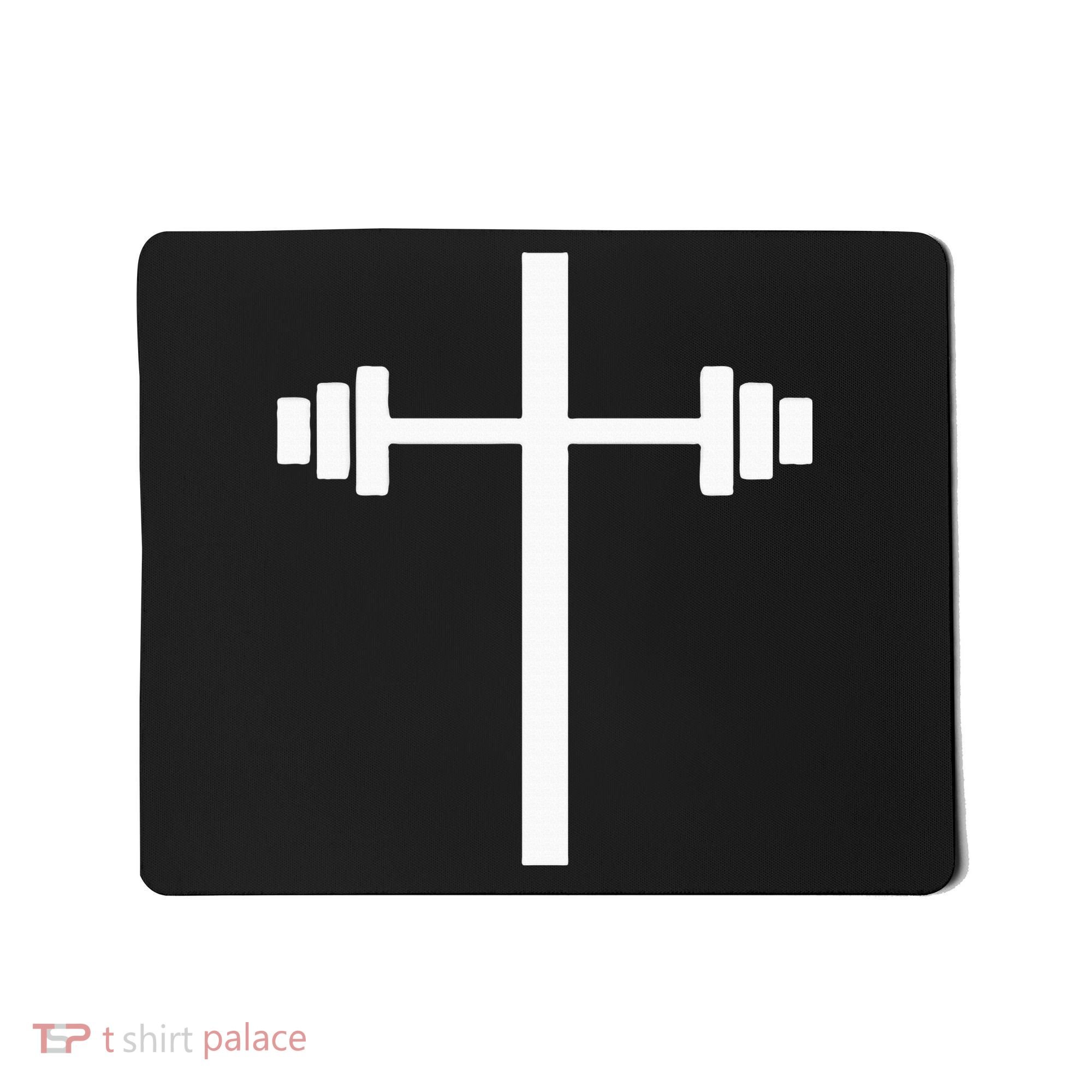 Dumbbell Barbell Cross Christian Gym Workout Lifting Mousepad