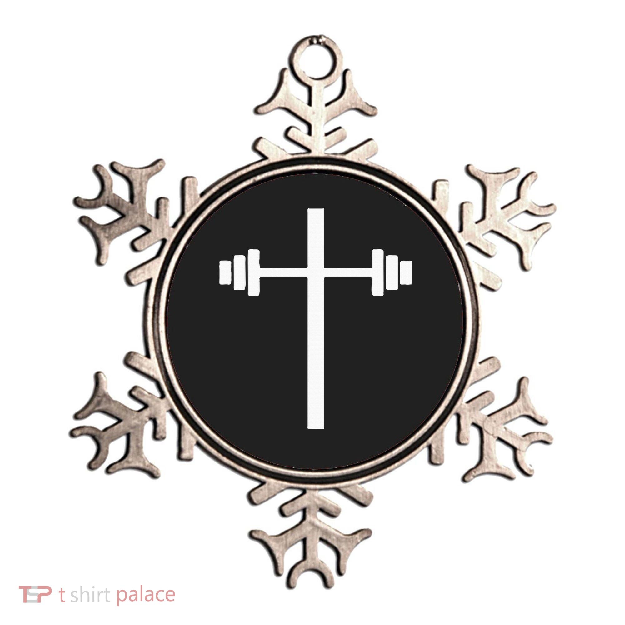 Dumbbell Barbell Cross Christian Gym Workout Lifting Ornament
