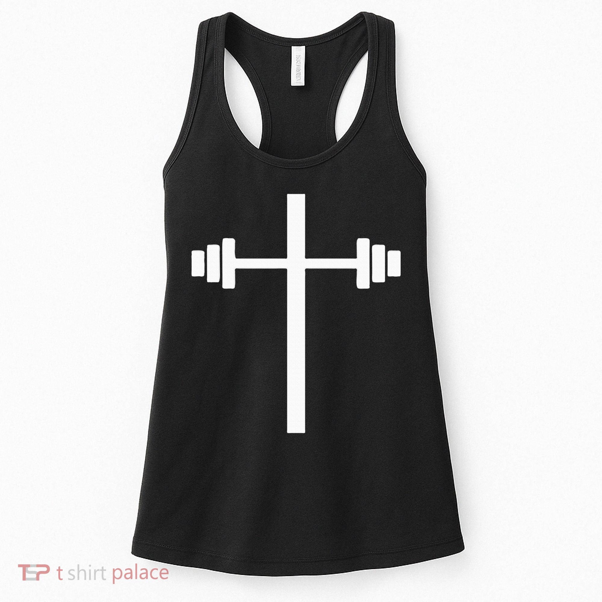 Dumbbell Barbell Cross Christian Gym Workout Lifting Women's Tank Top