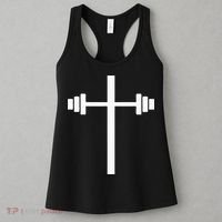 Dumbbell Barbell Cross Christian Gym Workout Lifting Women's Tank Top thumb 3