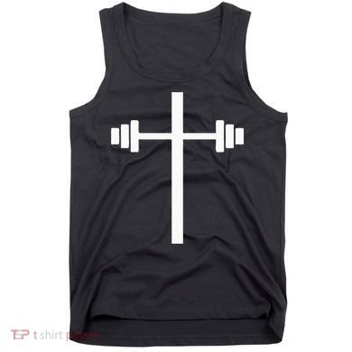 Dumbbell Barbell Cross Christian Gym Workout Lifting Tank Top