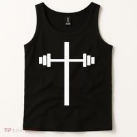 Dumbbell Barbell Cross Christian Gym Workout Lifting Tank Top thumb 2