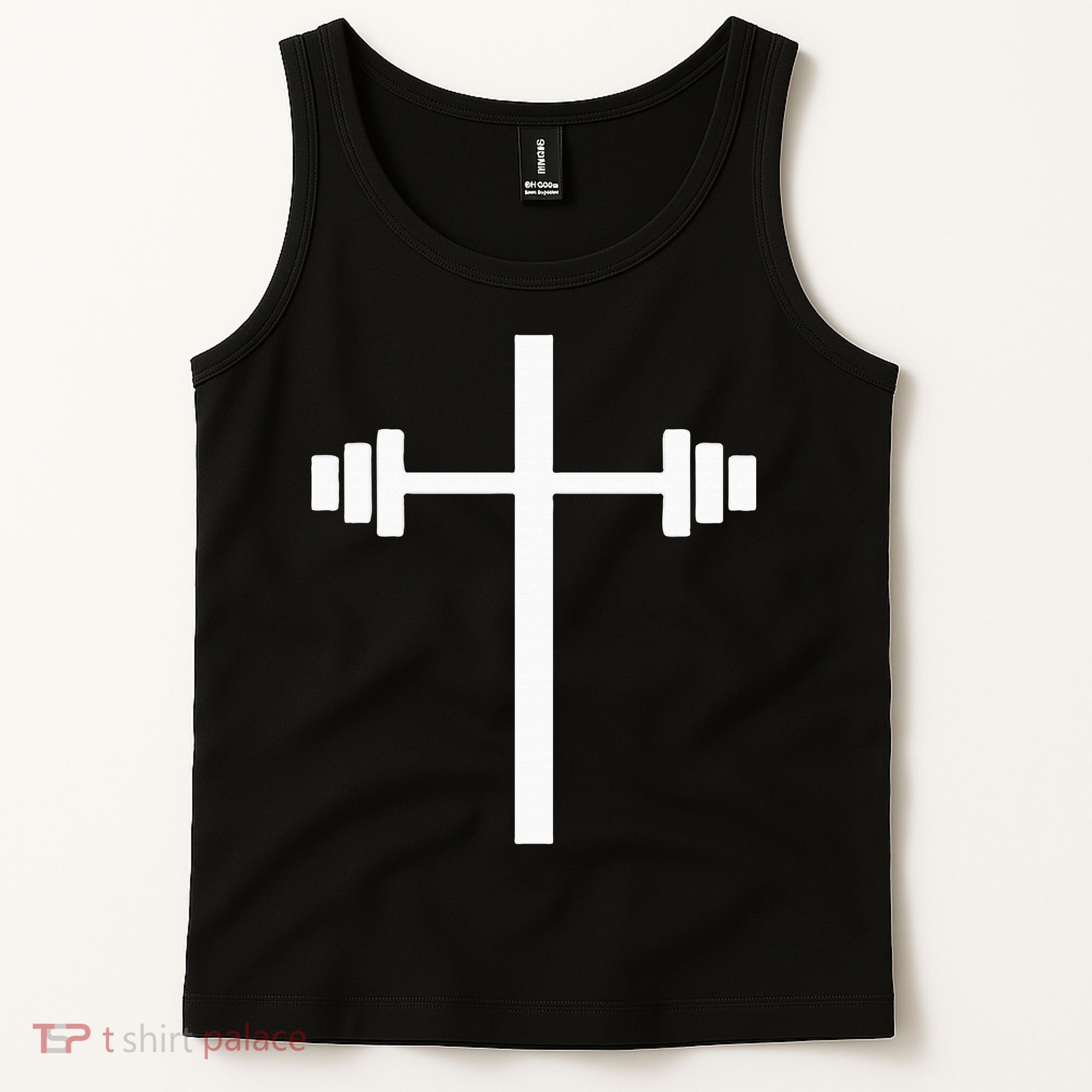 Dumbbell Barbell Cross Christian Gym Workout Lifting Tank Top