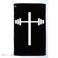 Dumbbell Barbell Cross Christian Gym Workout Lifting Golf Towel thumb 0