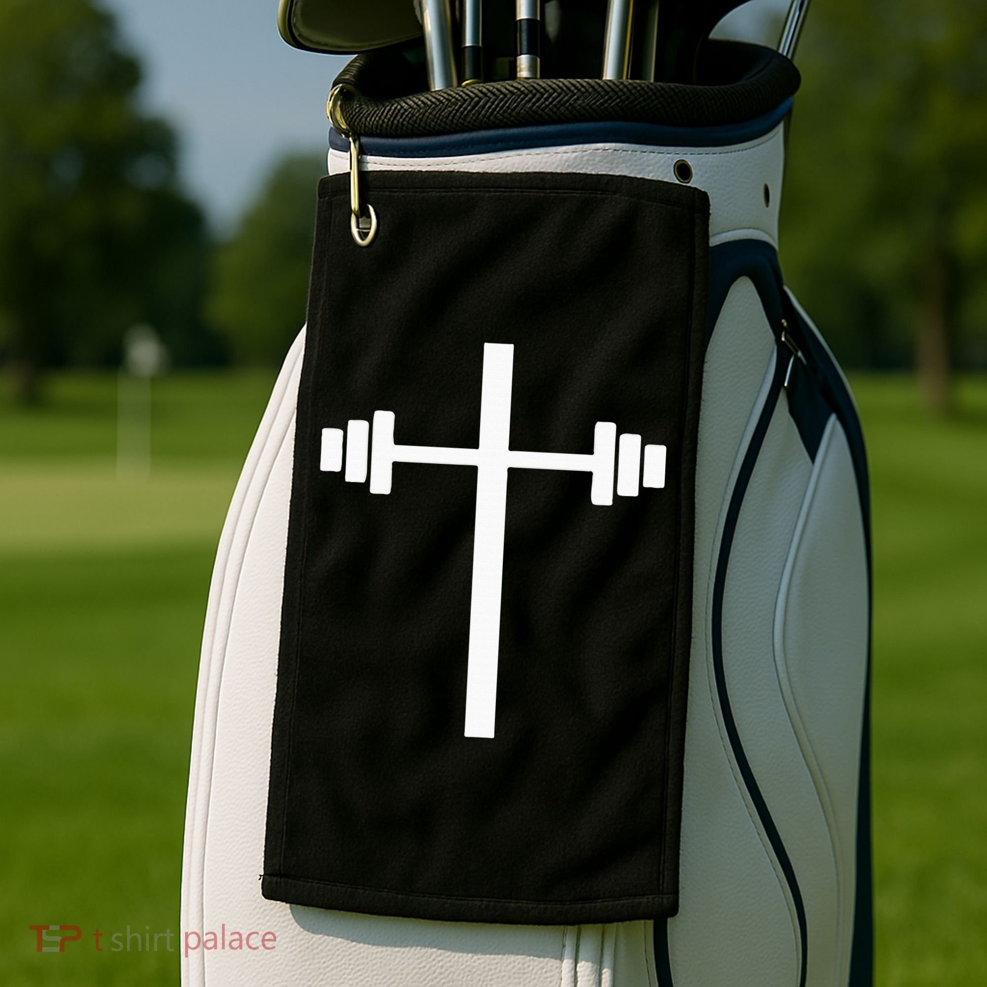 Dumbbell Barbell Cross Christian Gym Workout Lifting Golf Towel