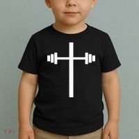 Dumbbell Barbell Cross Christian Gym Workout Lifting Toddler T-Shirt thumb 2