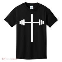 Dumbbell Barbell Cross Christian Gym Workout Lifting Kids T-Shirt thumb 0