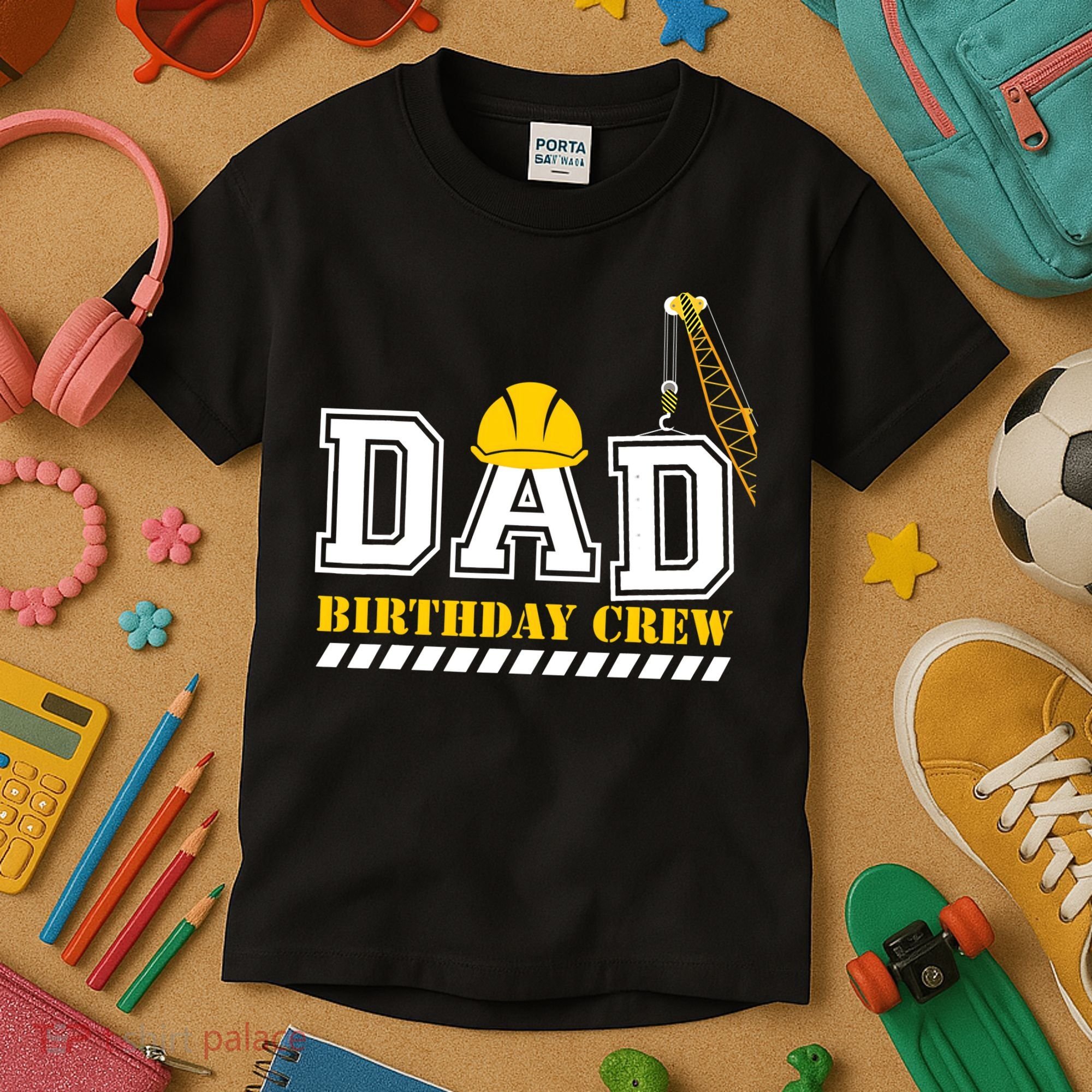 Dad Birthday Crew Construction Birthday Party Kids T-Shirt