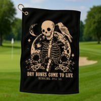 Dry Bones Come To Life Christian Skeleton Golf Towel thumb 1