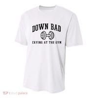 Down Bad Crying At The Gym Funny Youth Performance Sprint T-Shirt thumb 0