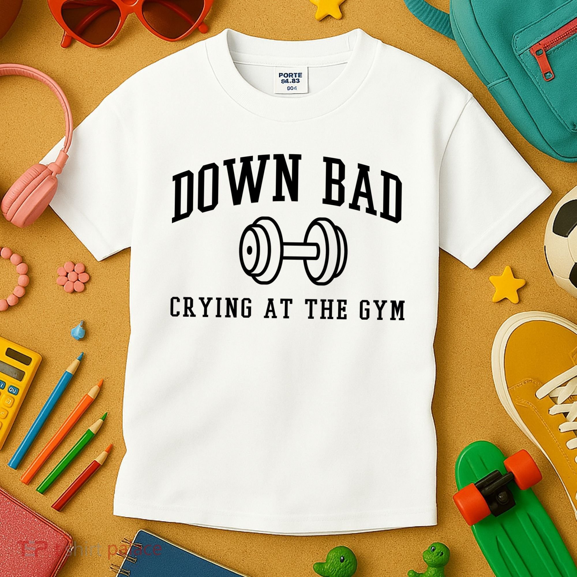 Down Bad Crying At The Gym Funny Kids T-Shirt