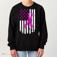 Distressed Breast Cancer Awareness Flag Women's Sweatshirt thumb 0