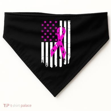 Distressed Breast Cancer Awareness Flag USA-Made Doggie Bandana
