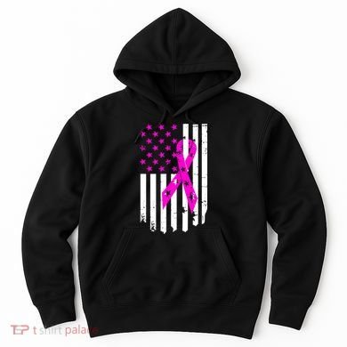 Distressed Breast Cancer Awareness Flag Hoodie