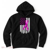 Distressed Breast Cancer Awareness Flag Hoodie thumb 0