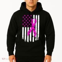 Distressed Breast Cancer Awareness Flag Hoodie thumb 2