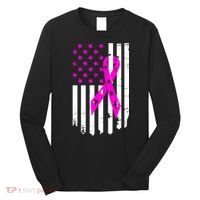 Distressed Breast Cancer Awareness Flag Long Sleeve Shirt thumb 0