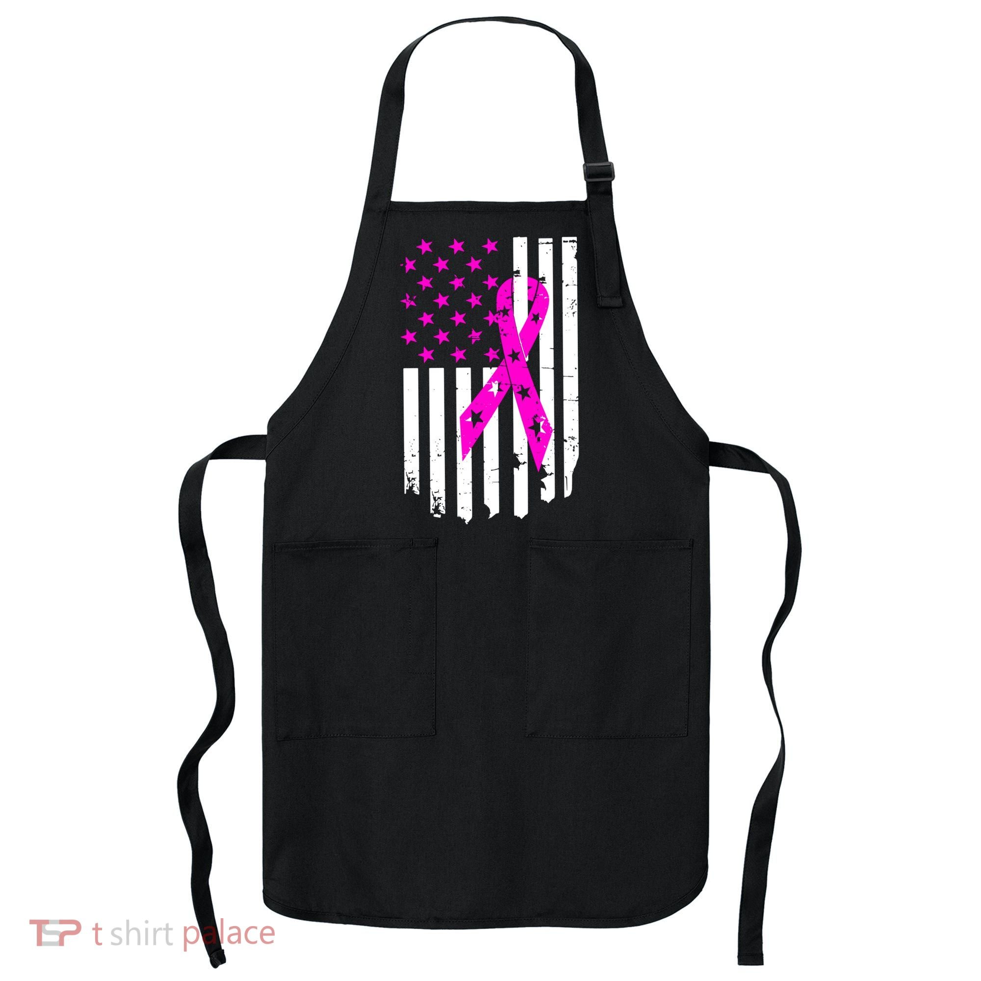 Distressed Breast Cancer Awareness Flag Apron