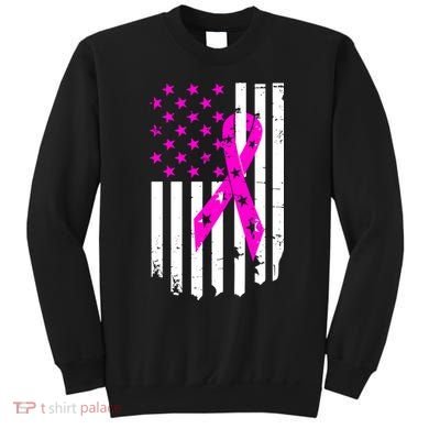 Distressed Breast Cancer Awareness Flag Sweatshirt