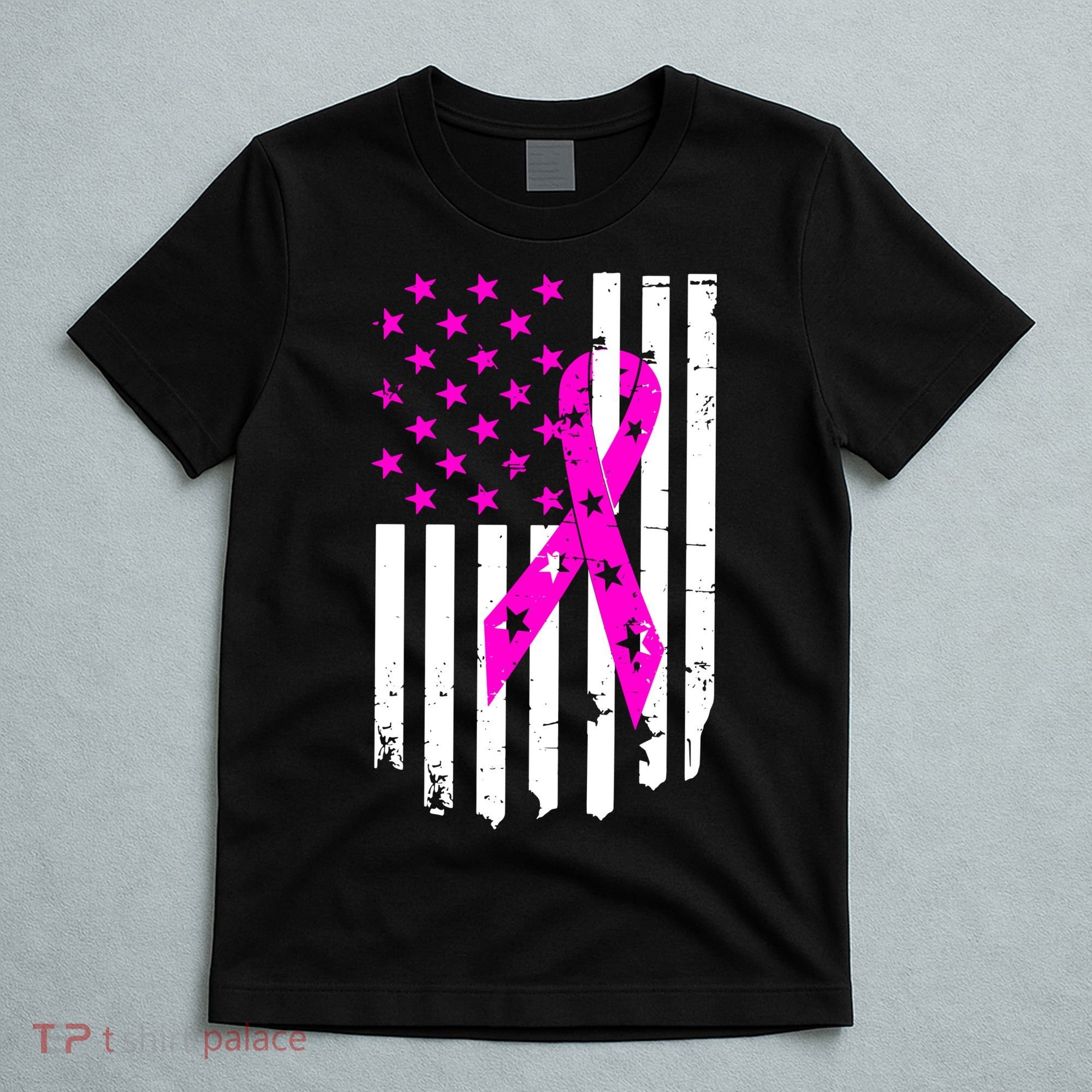 Distressed Breast Cancer Awareness Flag T-Shirt
