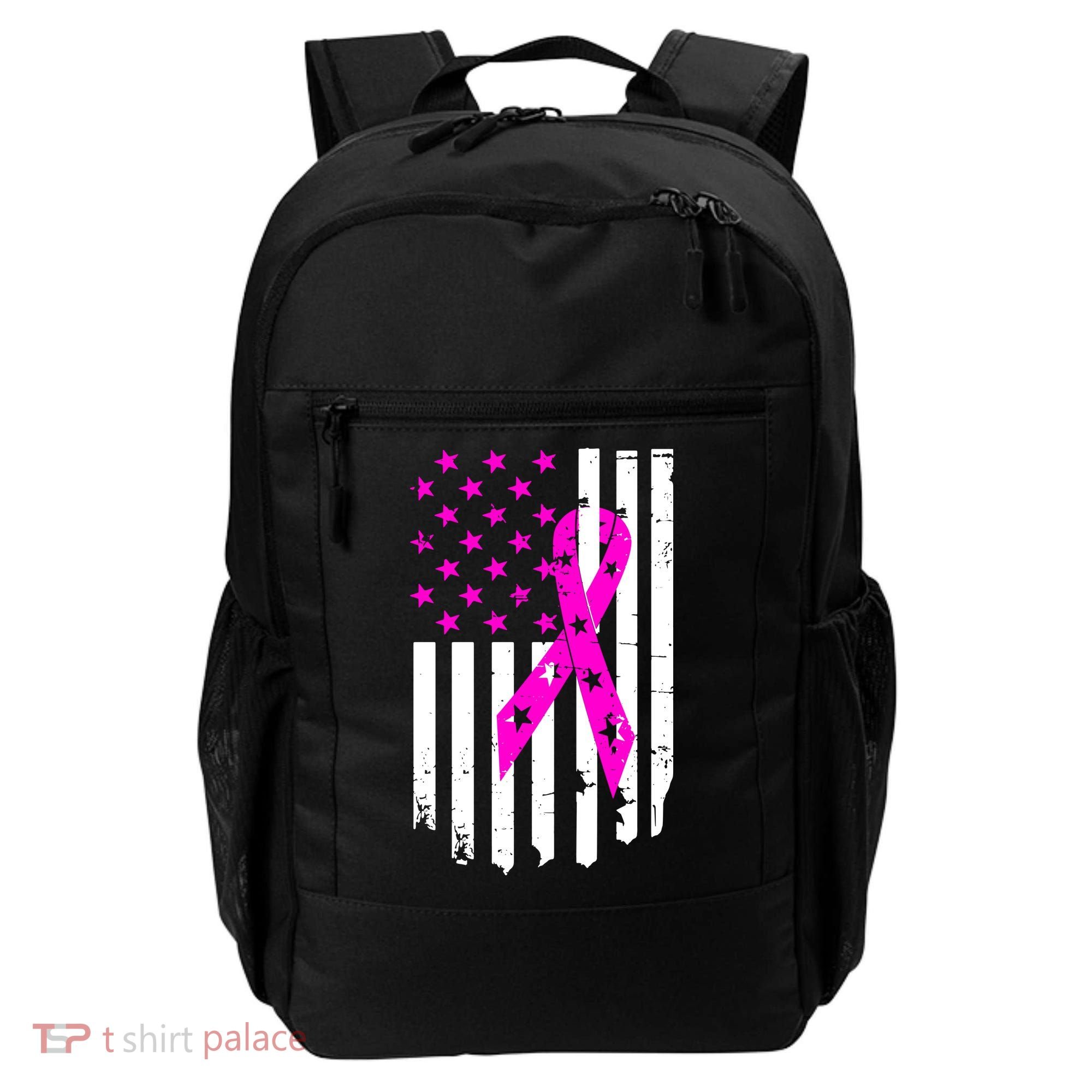 Distressed Breast Cancer Awareness Flag Backpack
