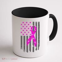 Distressed Breast Cancer Awareness Flag Coffee Mug thumb 1