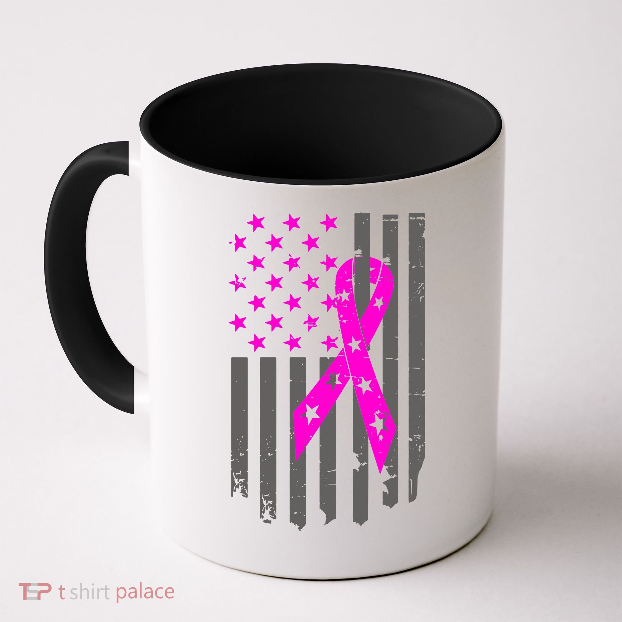 Distressed Breast Cancer Awareness Flag Coffee Mug