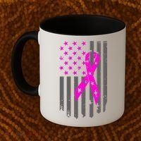 Distressed Breast Cancer Awareness Flag Coffee Mug thumb 2