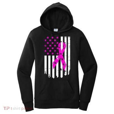 Distressed Breast Cancer Awareness Flag Women's Hoodie