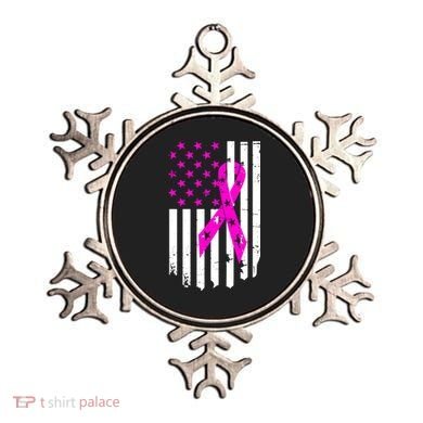Distressed Breast Cancer Awareness Flag Ornament