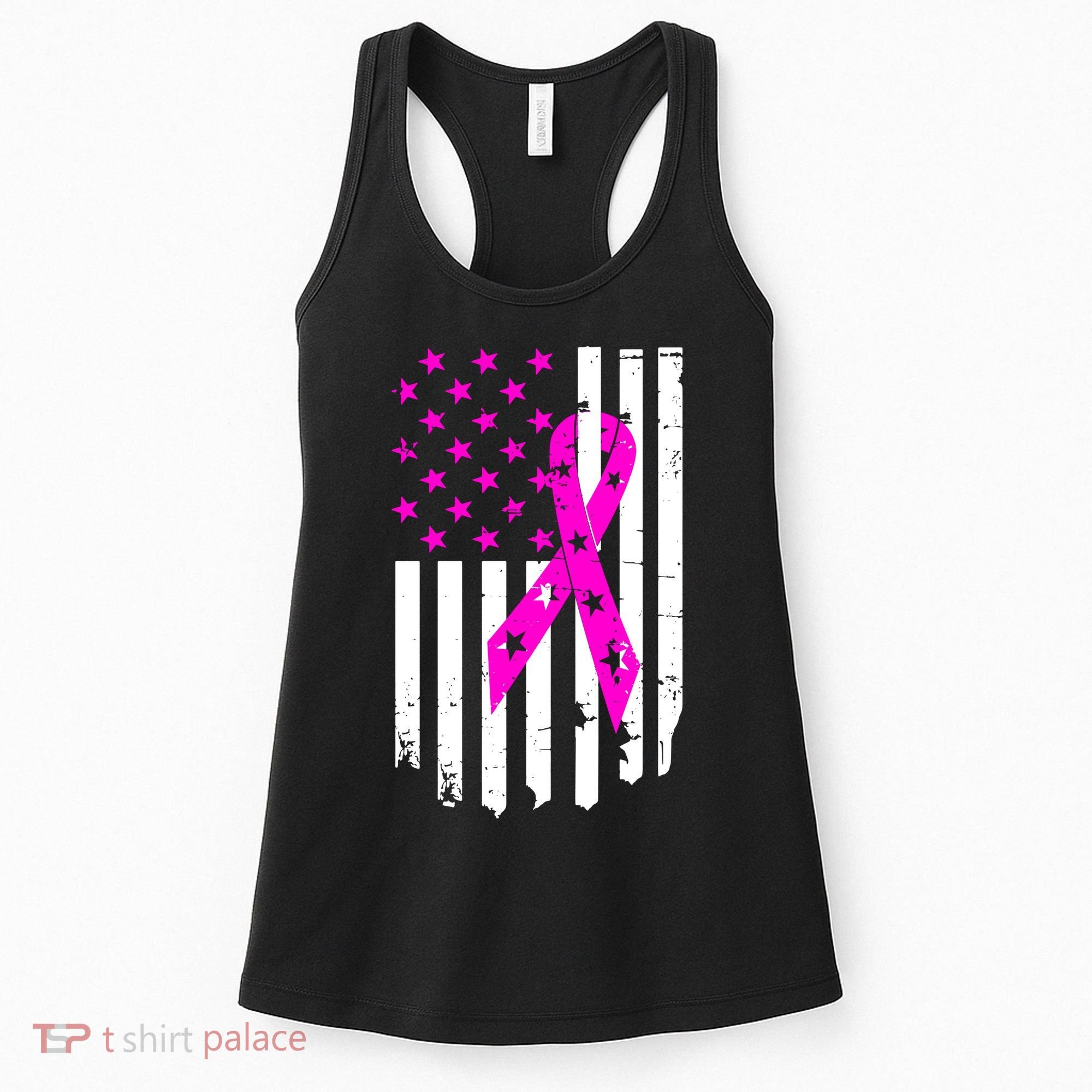 Distressed Breast Cancer Awareness Flag Women's Tank Top