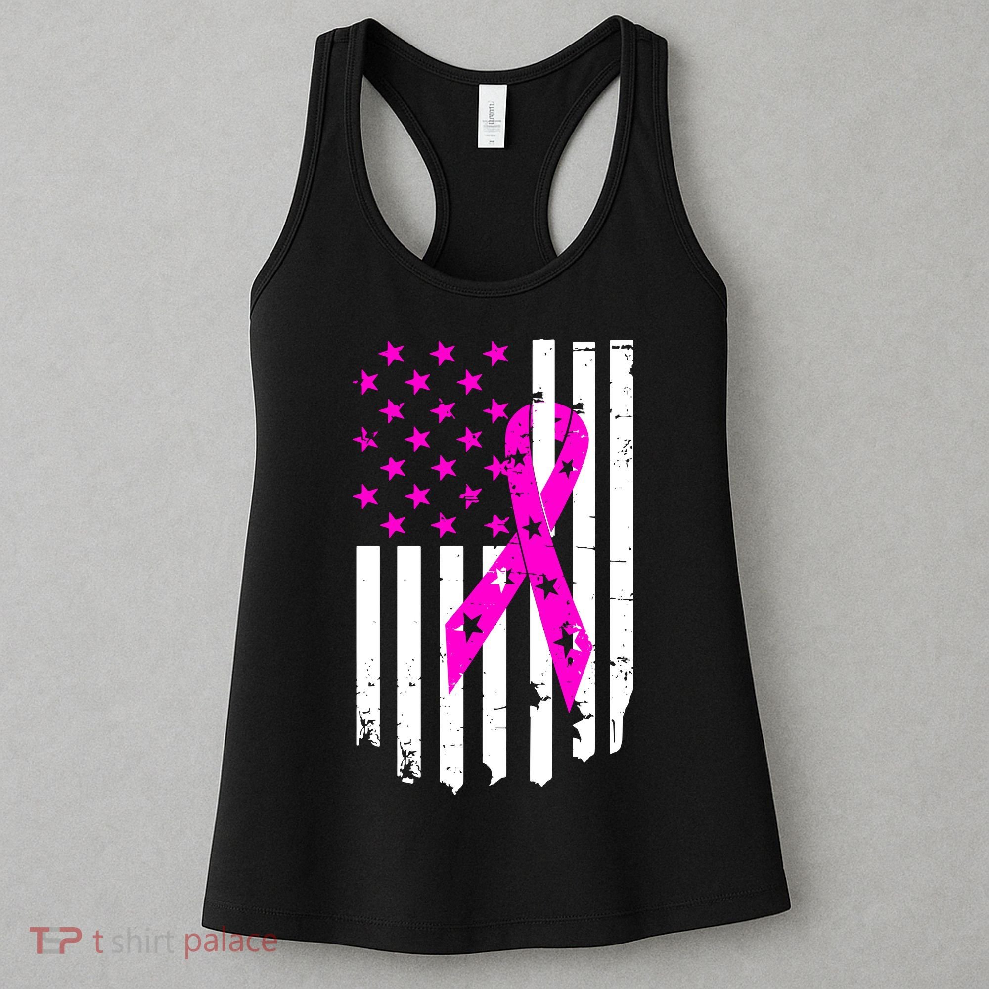 Distressed Breast Cancer Awareness Flag Women's Tank Top