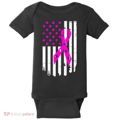 Distressed Breast Cancer Awareness Flag Baby Bodysuit