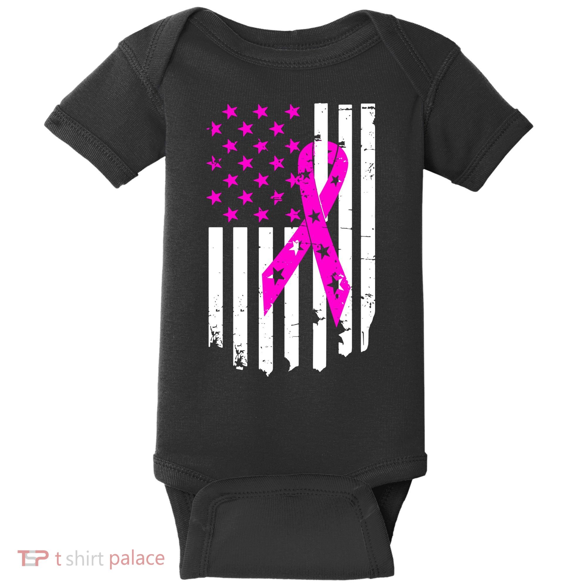 Distressed Breast Cancer Awareness Flag Baby Bodysuit