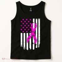 Distressed Breast Cancer Awareness Flag Tank Top thumb 2