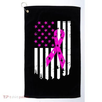 Distressed Breast Cancer Awareness Flag Golf Towel