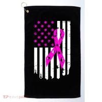 Distressed Breast Cancer Awareness Flag Golf Towel thumb 0
