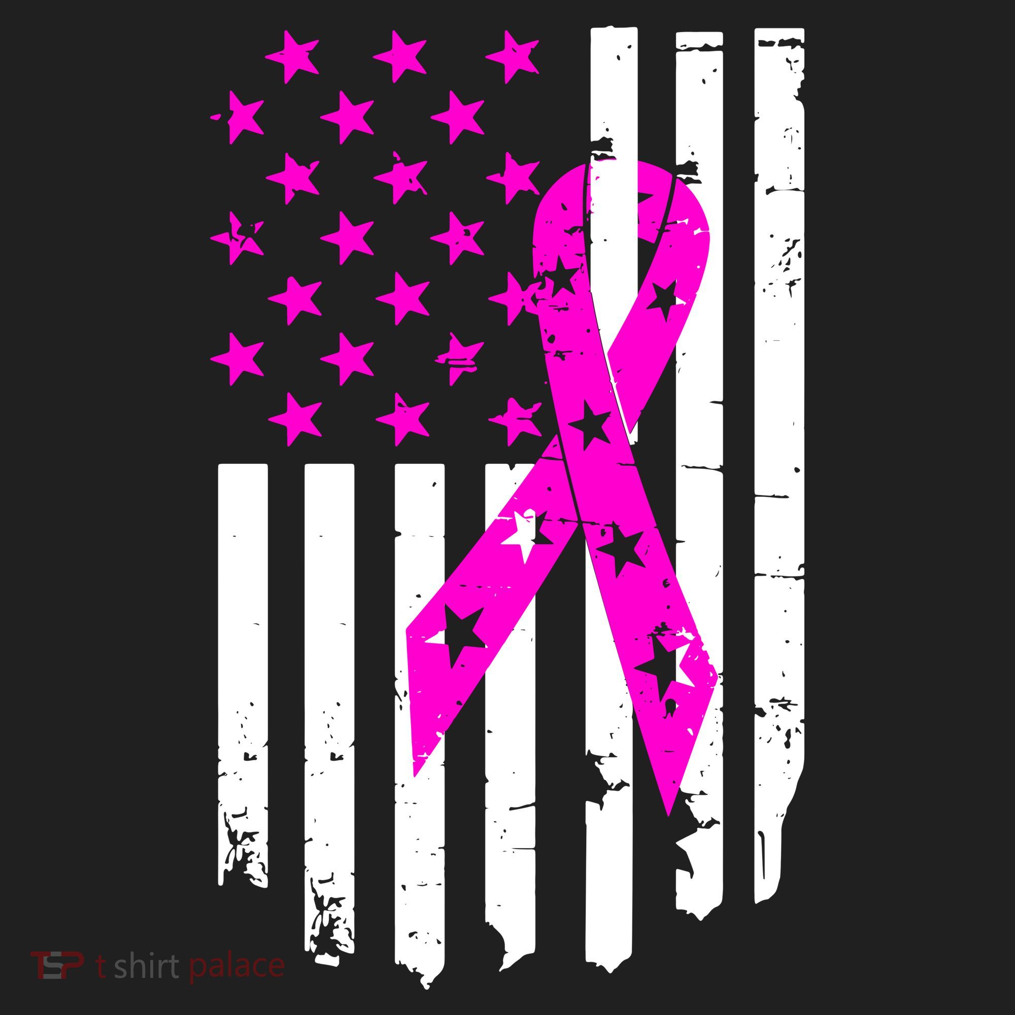 Distressed Breast Cancer Awareness Flag Golf Towel