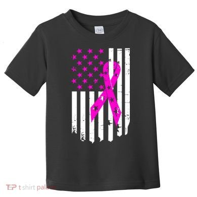 Distressed Breast Cancer Awareness Flag Toddler T-Shirt
